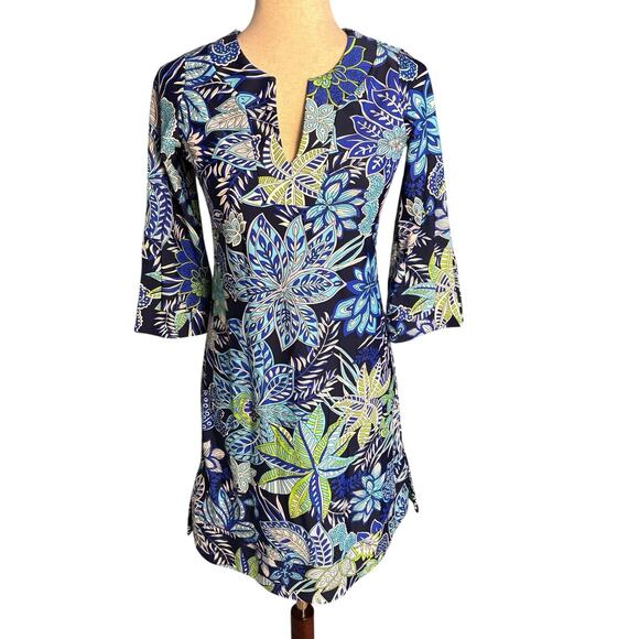 Jude Connally Dress Blue Floral Pattern size XS EUC - Picture 1 of 8